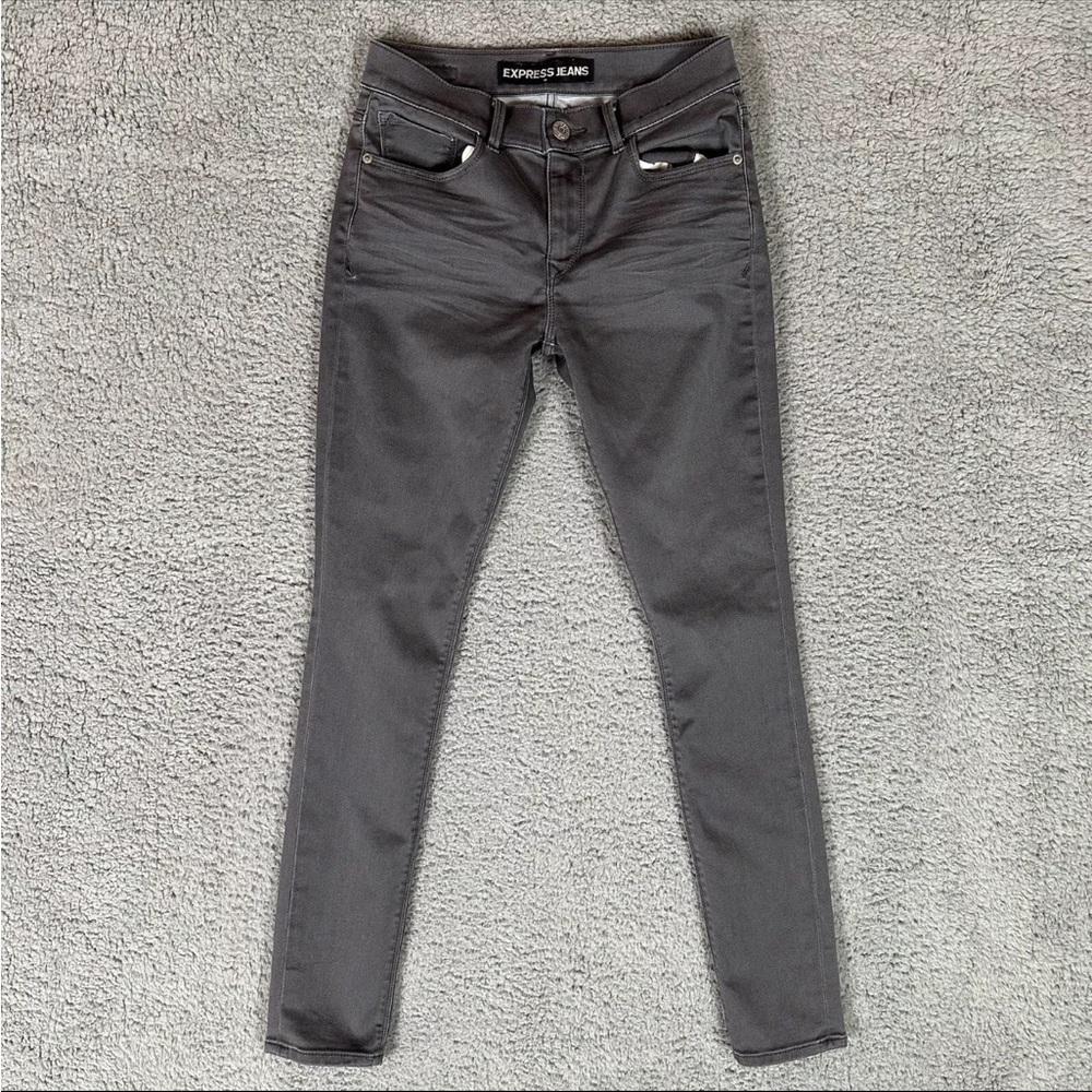 Express Jeans Womens 4 Regular 4r Legging Mid Rise Stretch Gray Pockets